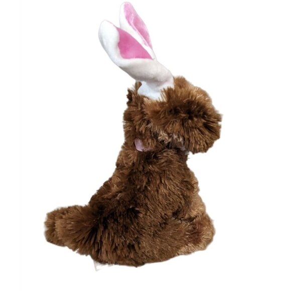 Dan Dee Brown Plush Dog With Bunny Ears & Pink Bow 8" Easter Spring Gift - Picture 3 of 10